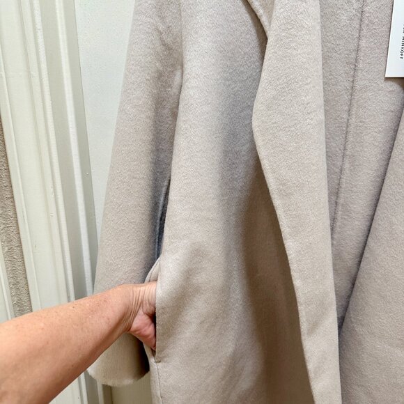 Rebecca Minkoff Women's Wool Blend Belted Wrap Jacket Coat Size L Beige (NEW) - Picture 8 of 15